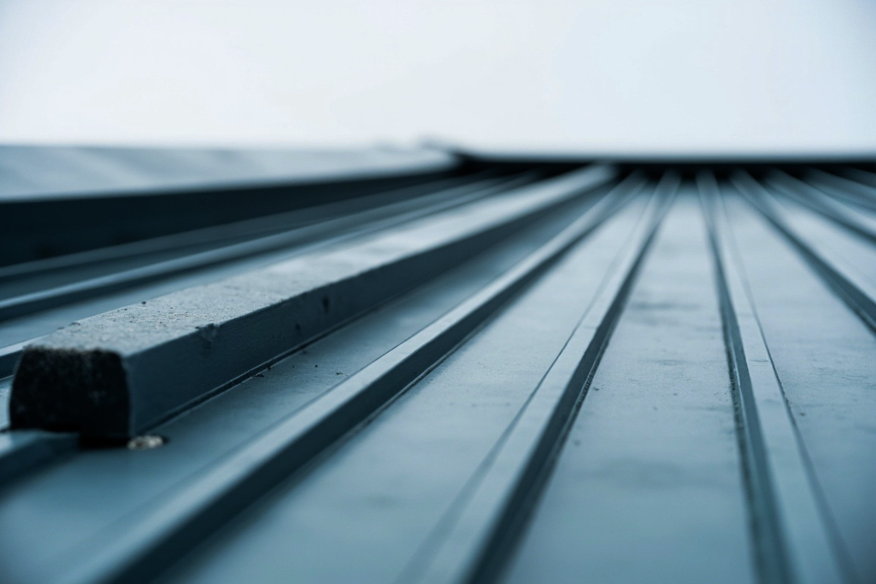 Standing-seam zinc roof surface